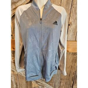 Adidas sz M embossed floral grey Performance jacket grey active outdoor winter ^